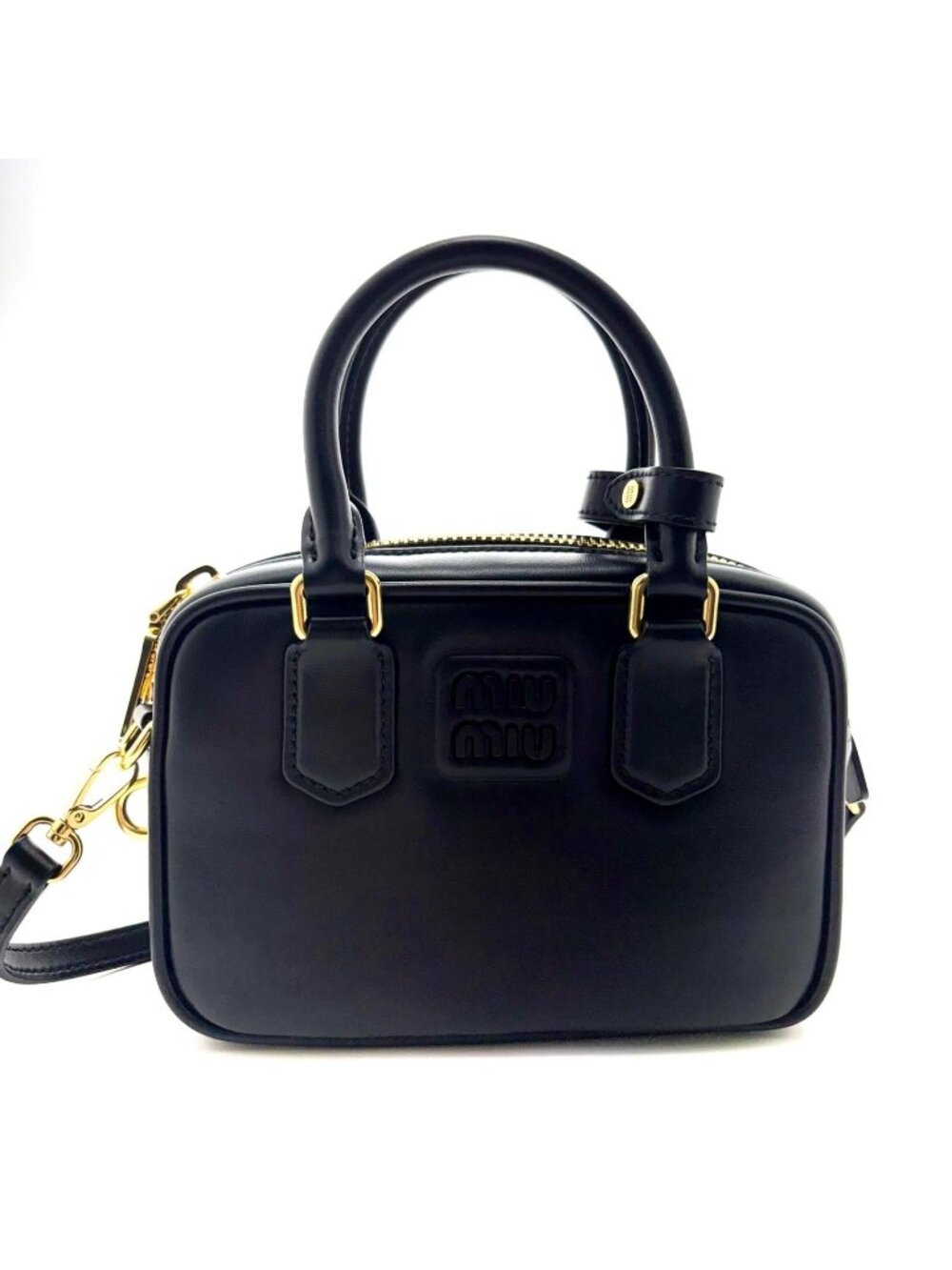 Miu Miu Arcadi Small 2-Way Bag Black Leather Handbag